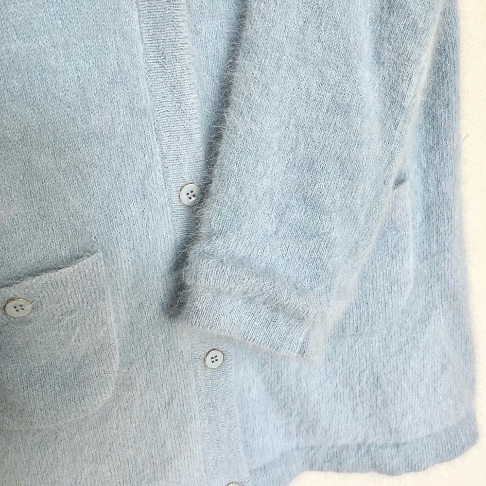 Patty Kim NY Jacket Womens Small S Baby Blue Angora Gold Button Preppy Cardigan - Picture 6 of 11